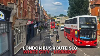 London Bus Ride: Upper-Deck POV on The Superloop SL8 | White City to Uxbridge in West London 🚌