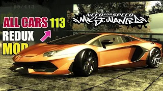 NFS MOST WANTED REDUX MOD ALL CARS (2020)