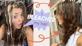 Highlighting my own DARK BROWN hair at home with BLEACH?!? | Step-by-Step Guide so you can too!