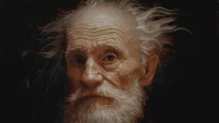 Old man/paint directly on the canvas with oil paints. (full video)