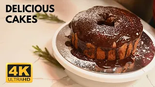 4K HDR Delicious Creamy Cakes; Icing; Baking; Food; Tea; Calm, Relaxing, Fulfilling;Soft Piano Music