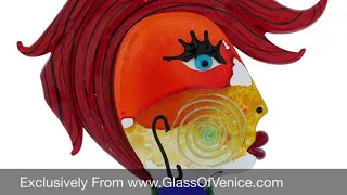 Murano Glass Picasso Head Of A Woman With Red Hair