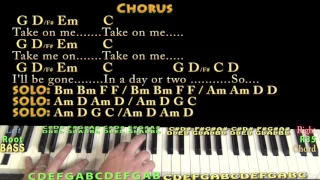 Take on Me (a-ha) Piano Cover Lesson in G with Chords/Lyrics