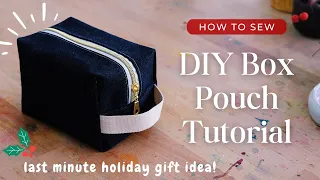 ❄️ Box Pouch Sewing Tutorial with No Raw Edges / DIY Zipper Toiletries Bag  - Last Minute Gift Idea