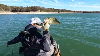 Windy day March kayak bass fishing, March 17, 2024