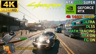 Cyberpunk 2077 | RTX 4070 SUPER | ULTRA SETTINGS | 4K | 1440P | 1080P | RT ON | PATH TRACING | FG ON