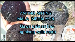 Anting anting mala medalyon gawa mula sa bao walang mata