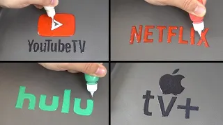 TV Service Brand Logo Pancake Art   YOUTUBE TV, NETFLIX, HUIU, APPLE TV+