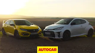 Toyota GR Yaris meets Honda Civic Type R | Which is 2020's best hot hatch? | Autocar
