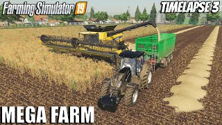 Harvesting and Scanning the fields | MEGA FARM Challenge | Timelapse #3 | Farming Simulator 19