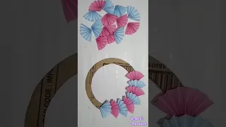 Beautiful Paper Flower Wall Hanging Craft Making At Home/ #craft #shots #wall hanging #viral