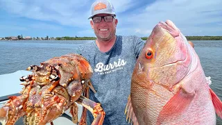 THE BIGGEST LOBSTER I'VE EVER SEEN!!!! {Catch Clean Cook} Maverick Almost went OVERBOARD!!!