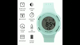 Colorful LCD Digital Hand Watch with Original Silicone Rubber Strap