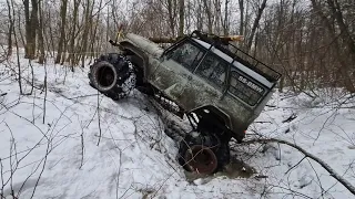 Уаз на арочных колесах, мотор М57, территория горелово, зимний offroad часть 2