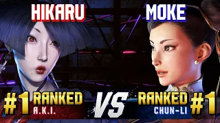 SF6 ▰ HIKARU (#1 Ranked A.K.I.) vs MOKE (#1 Ranked Chun-Li) ▰ High Level Gameplay