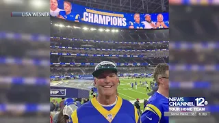 Local Rams fans celebrating team's NFC Championship and Super Bowl berth