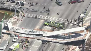 Pedestrian bridge collapses at Miami-area college