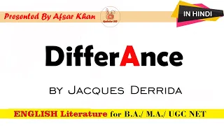 Jacques Derrida's Differance In Hindi. | Post-Structuralism | Deconstructuralism theory.