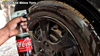 How To Shine Car tyre At Home || Car tire Polishing Coca Cola || tyre Polish