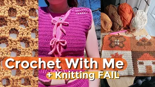 Spring Crochet Tops, Funky Tote, & Knitting Fail ✰ Crochet With Me  ✰ crafty vlog 03