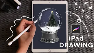 How to draw CHRISTMAS SNOW GLOBE: Procreate Drawing Process