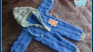 Комбинезон для малыша 0-6 месяцев крючком. Часть 2. Jumpsuit for baby 0-6 months crocheted.