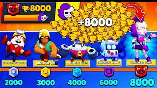 NONSTOP to 8000 TROPHIES Without Collecting TROPHY ROAD + Box Opening - Brawl Stars