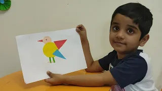 How to make a Bird using basic shapes for kids. || how to make a Bird using colour papers for kids.