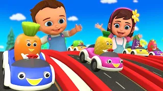 Toy Cars Race - Little Baby Girl & Boy Fun Play Learning Fruits Names with Color Cars 3D Educational