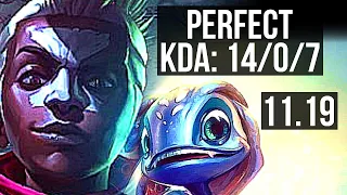 EKKO vs FIZZ (MID) | 14/0/7, Legendary, 600+ games | KR Diamond | v11.19