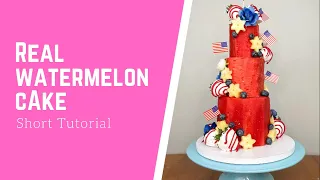 REAL Watermelon Fruit Cake Tutorial | #Shorts | (Full Tutorial to Follow) #CakeDecorating