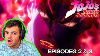 First Time REACTING to Jojo's Bizarre Adventure Episodes 2 & 3 - VAMPIRES?!?!