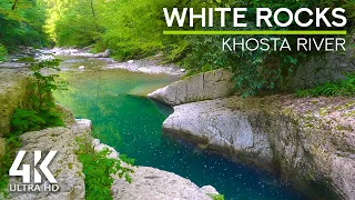 8 HOURS White Noise of a Mountain River for Concentration & Sleep - 4K Nature Soundscape Video