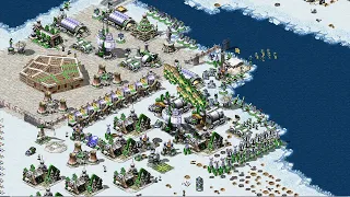 Red Alert 2 -- Arctic Assault ice age  -- battle tank and ship   --  7 brutal Ai vs 1