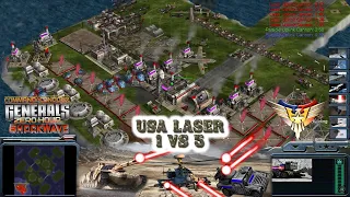 Usa Laser 1 vs 5 HARD - Command Conquer Generals Zero Hour Shockwave (Bay of Pigs)