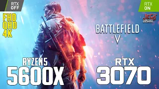 Battlefield V on Ryzen 5 5600x + RTX 3070 1080p, 1440p, 2160p benchmarks!