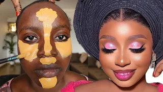 Incredible 💣😳🔥 Bridal Makeup And Gele Transformation ✂️Cirurgia Plastica 💉💉 Makeup Tutorial💄