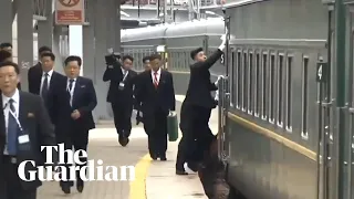 Kim Jong-un attendants wipe down train as he arrives in Russia for Putin talks