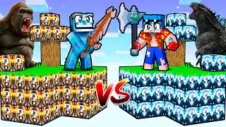 ISLA de LUCKY BLOCKS KING KONG vs ISLA de LUCKYS BLOCKS GODZILLA 😂❓😱 MINECRAFT