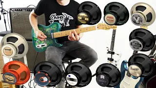 ONE Fender Twin - TEN Speakers | Comparison Demo (Celestion, JBL, Eminence, WGS, Weber)