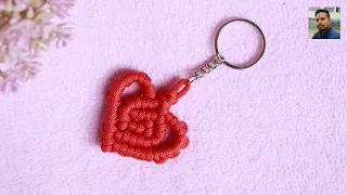 Macrame Heart Key Chain Tutorial for BEGINNERS! | Macrame Keychain | Paracord Lanyard Keychain #43
