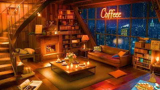 Rainy Night Jazz at Cozy Coffee Shop Ambience ☕ Instrumental Music for Study, Working and Relaxing