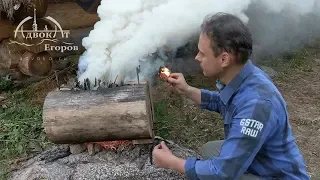 The construction of the hut in the wild forest. The expedition of 2018 first week of vacation