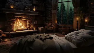 Tranquil Rainfall and Fire Sound for a Peaceful Night's Rest - Rainy Night Atmosphere for Relaxation