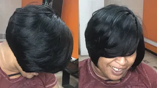 SHORT LAYERED BOB W/ NO LEAVE OUT | QUICKWEAVE TUTORIAL