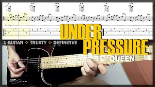 Under Pressure 🔶 Guitar Cover Tab | Original Arrangement Lesson | Backing Track with Vocals 🎸 QUEEN