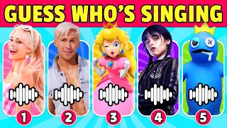 Guess Who's SINGING...! 🎤✅🔊 Barbie, Rainbow Friends, Mario, Wednesday, Skibidi Toilet