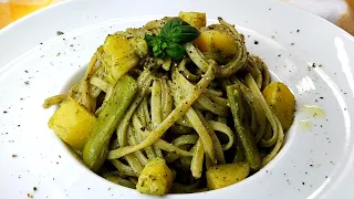 Delicious Pesto Pasta With Potatoes And Green Beans - Pasta sauce without cream!