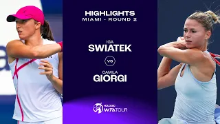 Iga Swiatek vs. Camila Giorgi | 2024 Miami Round 2 | WTA Match Highlights