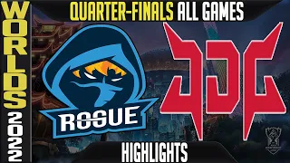 RGE vs JDG Highlights ALL GAMES | Worlds 2022 Quarterfinals | Rogue vs JD Gaming